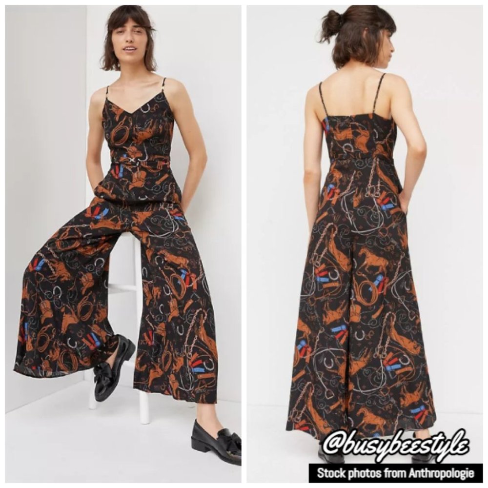 FINAL PRICE - NWT - Anthropologie Maeve Horse Equine Wide Leg western Jumpsuit